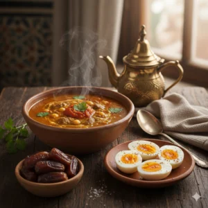 Harira, oeufs & dattes
