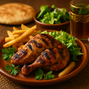 Poulet grillé au charbon de bois